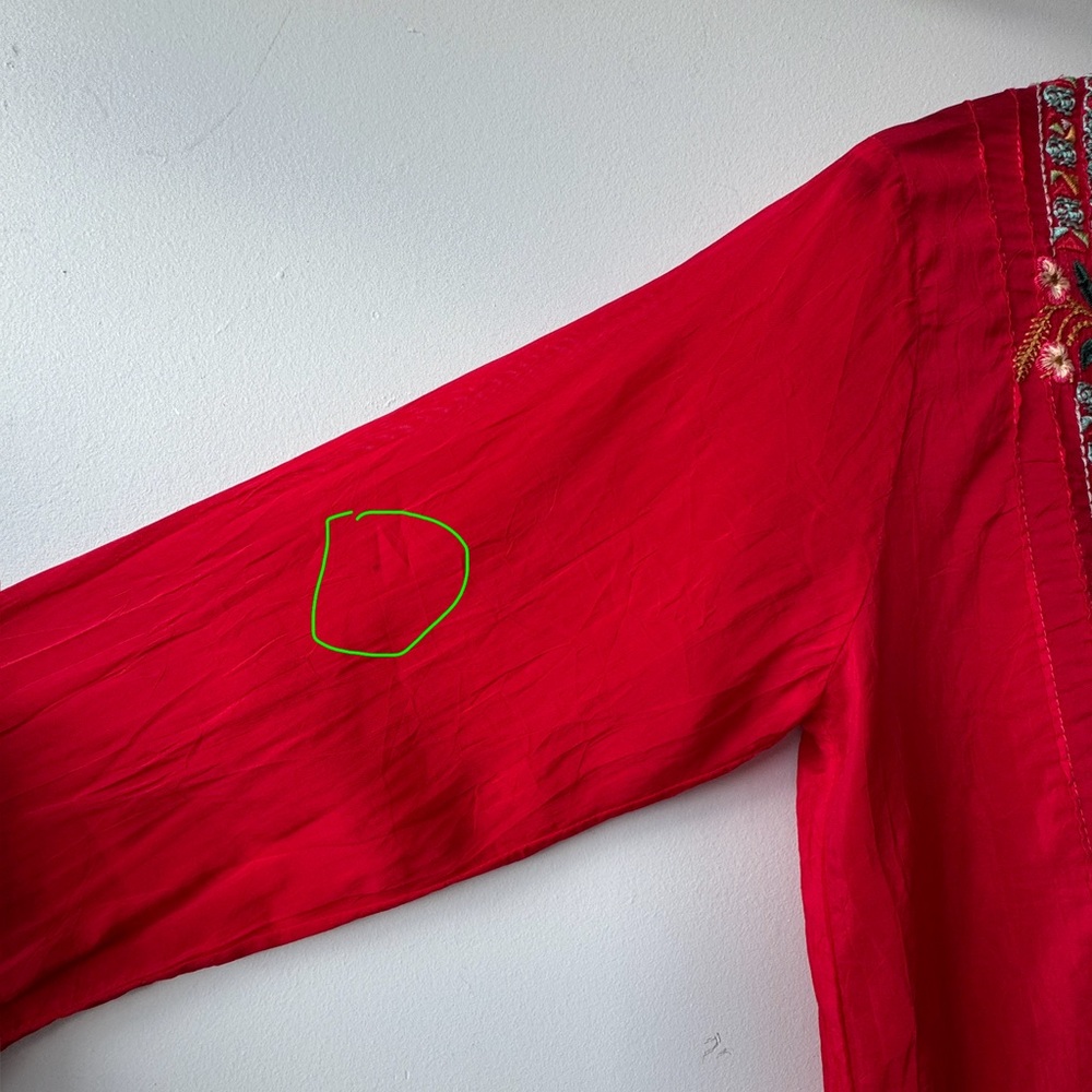 Johnny Was Embroidered Boho Tunic Top Red Cupra Rayon Size S - Picture 15 of 16